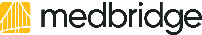 MedBridge logo with a yellow abstract shape and "medbridge" in bold black lowercase letters.